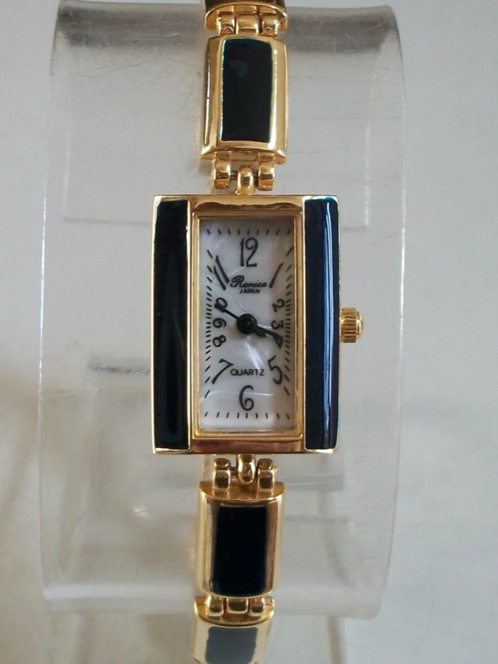 Women's bluish black with gold finish fashion dress up watch